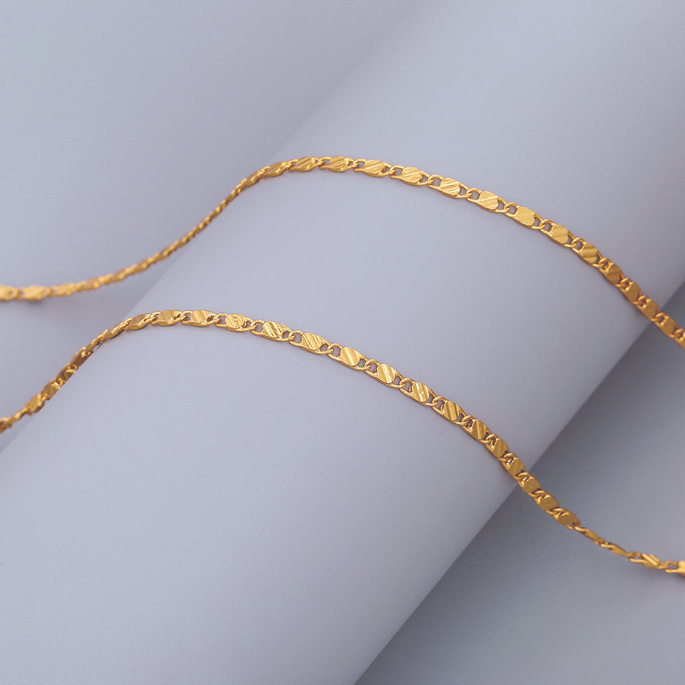 Brocade Gold Plated Flat Chain Simple Bracelets