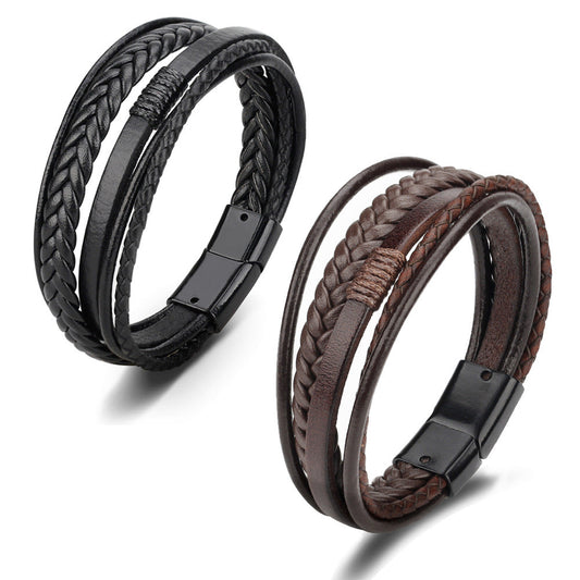 Men's Jewelry Fashion Leather Rope Hand Weaving Bracelets