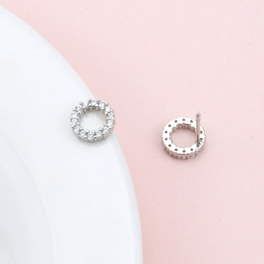 Women's Round Diamond Sterling Sier Personalized Super Earrings