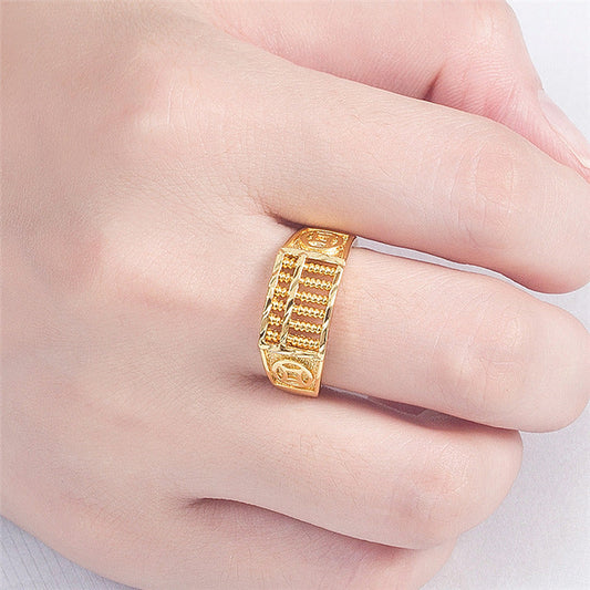 Women's & Men's & Auspicious Abacus Gold-plated Gold Plated Live Mouth Rings