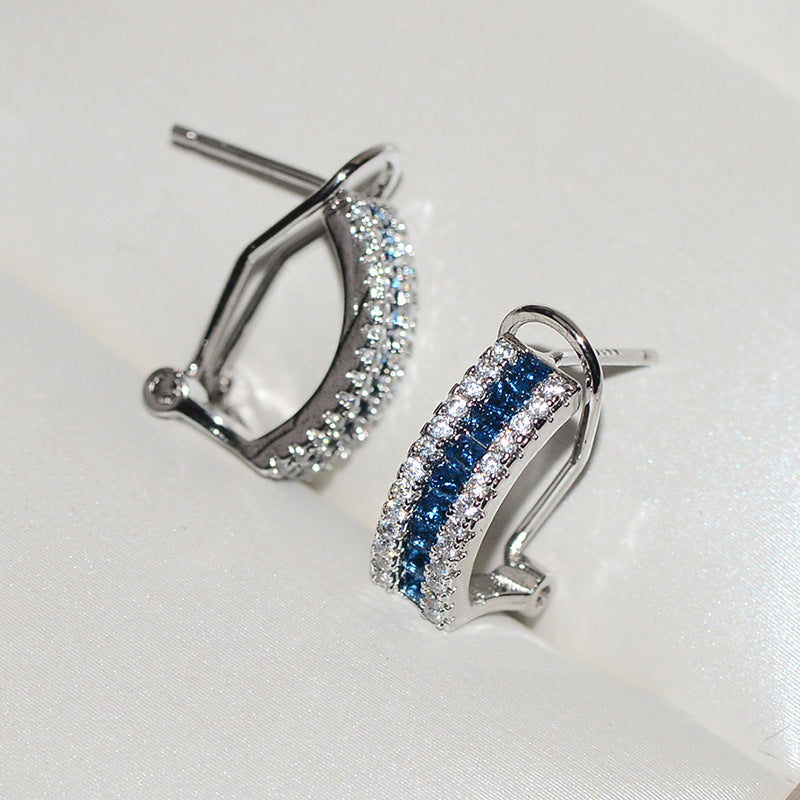 Women's White Gold Plated Color Imitation Sapphire Earrings