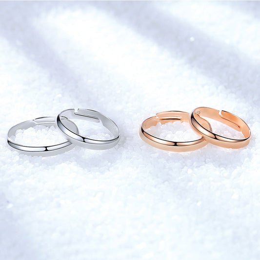 Women's & Men's Simple Glossy Pure Love Hand Jewelry Rose Rings