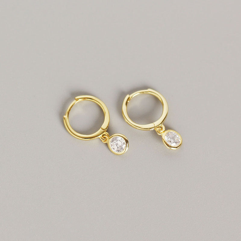 Women's Bag Studded With Zircon Sterling Sier Minimalist Style Earrings