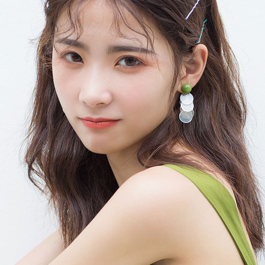 Sterling Sier Cream Green Natural Shell Earrings