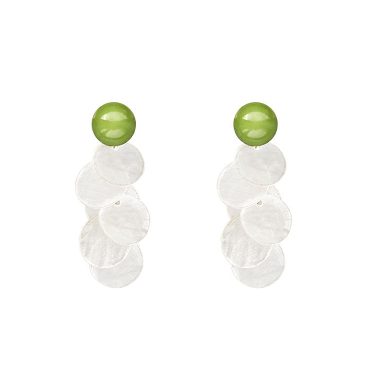 Sterling Sier Cream Green Natural Shell Earrings