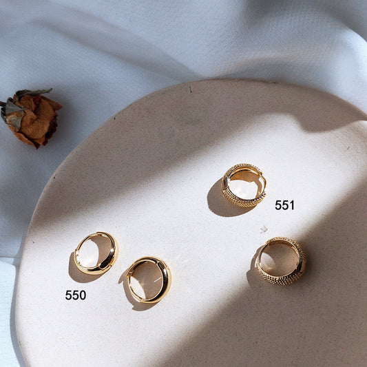 Real Gold Round Niche Temperament Simple Female Earrings