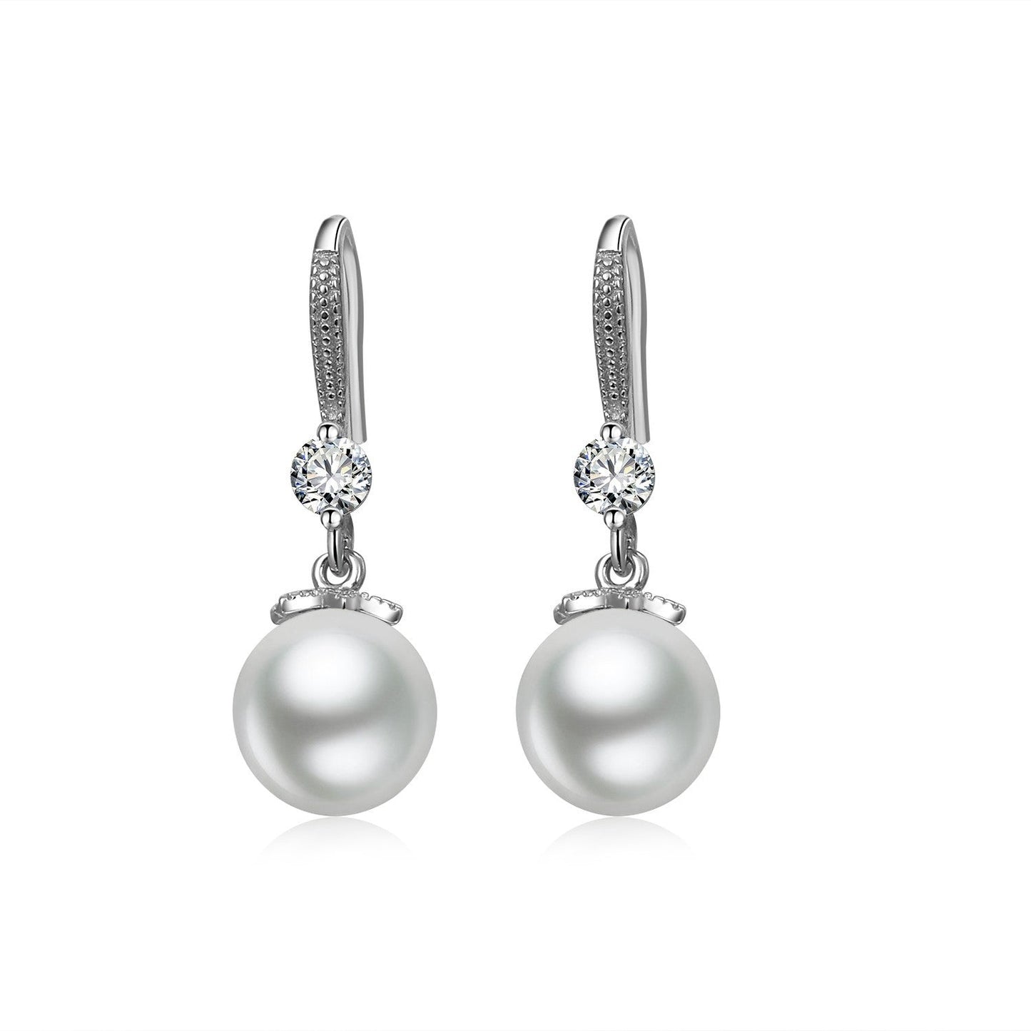 Pearl Female Eardrop White Copper Sier Plated Earrings