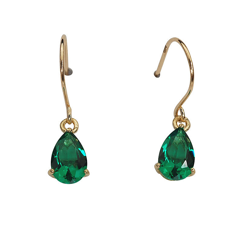 Sterling Sier Gold Plated Emerald Zircon Earrings