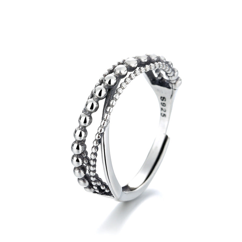 Simple Polka Dot Beaded Thai Sier Rings