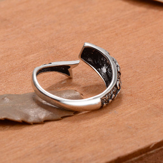 Men's Simple Retro Fish Open Sier Accessories Rings