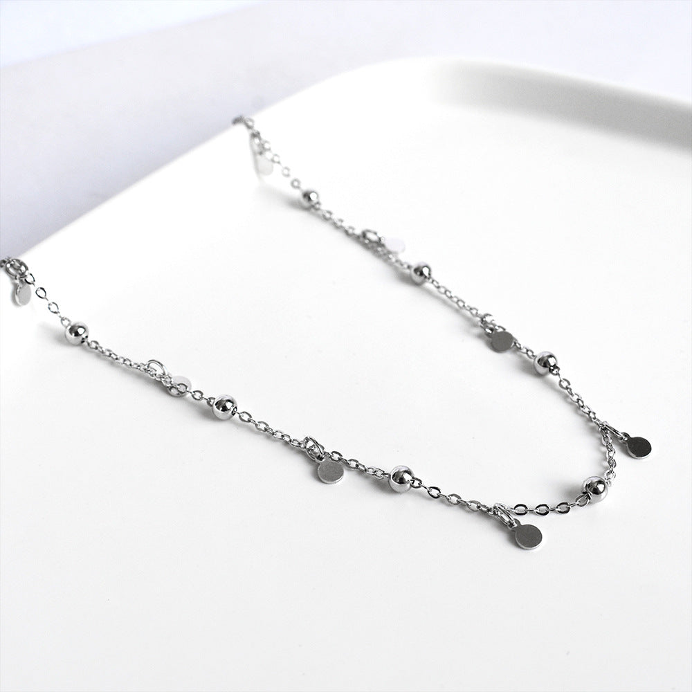 Women's Personality Simple Round Beads Sterling Sier Style Korean Elegant Necklaces