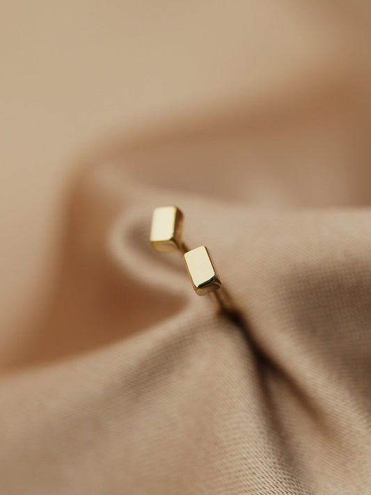 Mini Gold Square Plated Sterling Sier Simple Female Small Earrings