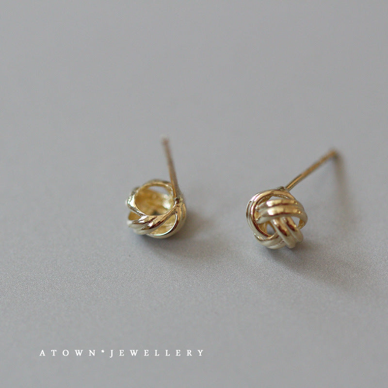 Women's Sterling Sier For Three-dimensional Wire Ball Earrings