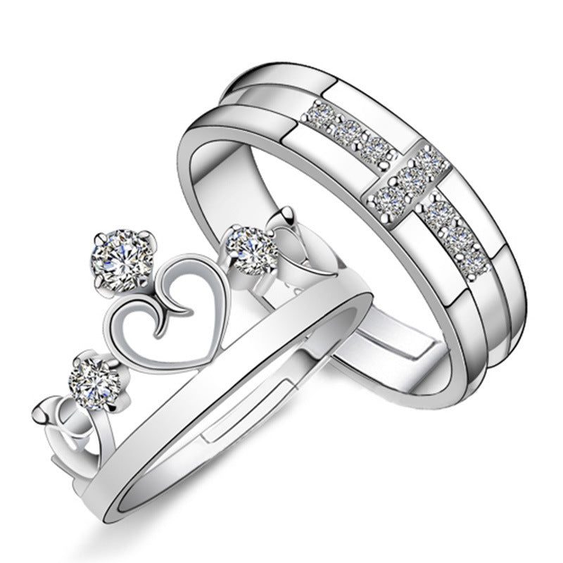 Women's & Men's Crown Couple Prince And Princess Proposal Rings