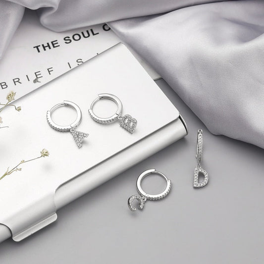 Letters Full Diamond Zircon Gold Plated Earrings