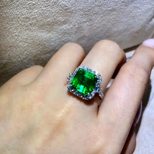 Square Artificial Emerald Tourmaline Open Female Rings