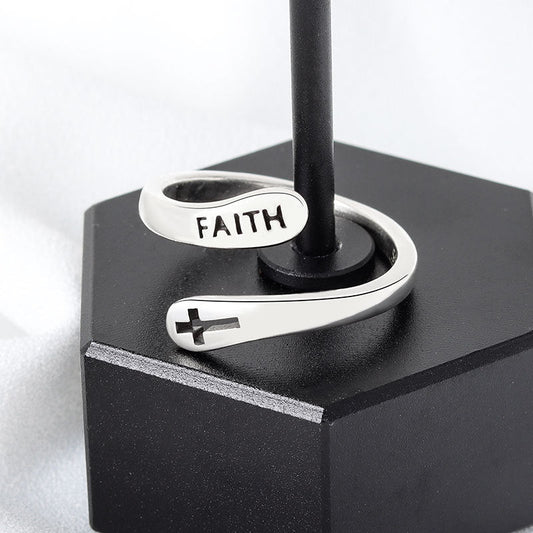 Personalized Simple Letter Retro Mori Style Hollow Cross Rings
