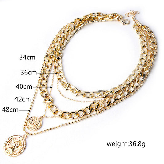 Women's Ornament Round Plate Pendant Fashion Trend Necklaces