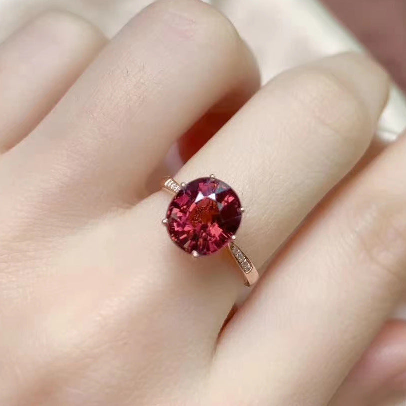 Luxurious Style Oval Artificial Red Tourmaline Rings