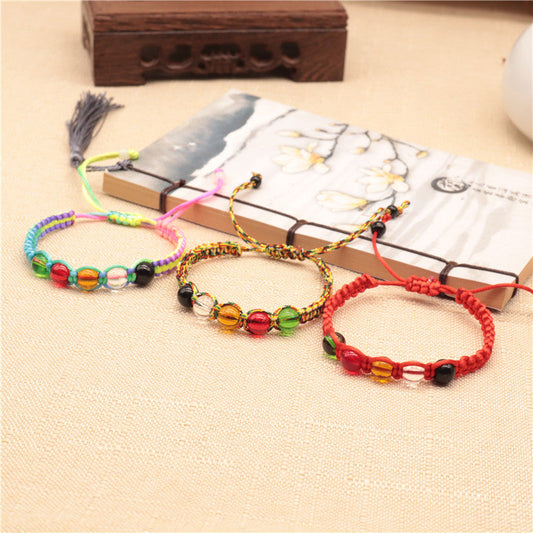 Thread Five-line Beads Red Rope Crystal Bracelets