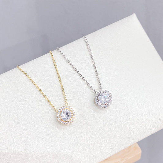 Zircon Circle Female Personality Fashion Short Environmental Necklaces