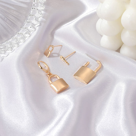 Retro Personalized Set Key Lock Head Earrings