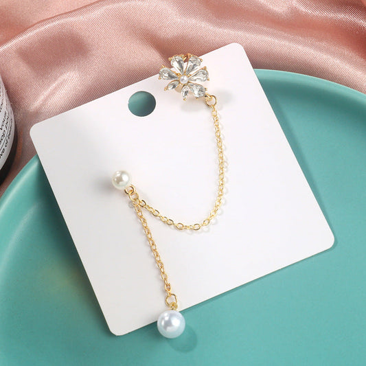 Zircon Pearl Grace Long Tassel Integrated Earrings