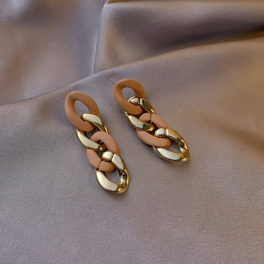 Personality Chain Tassel Female Long High Earrings