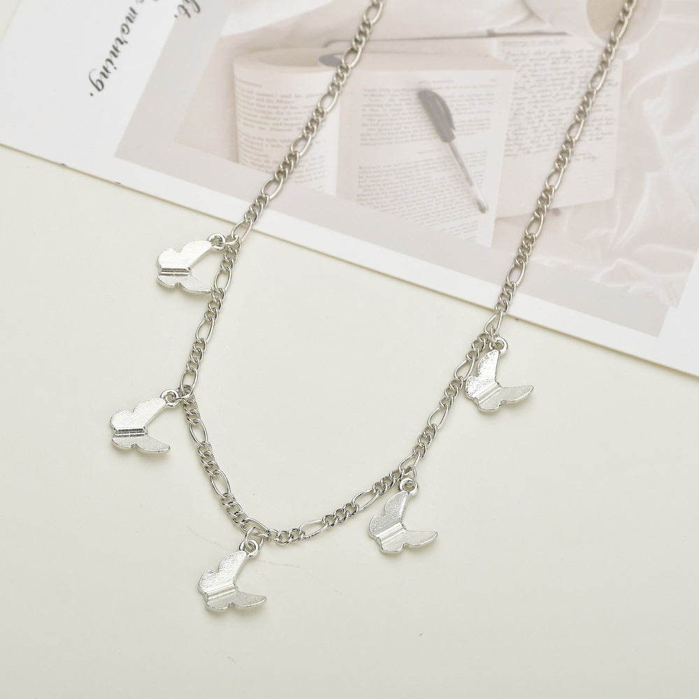Women's Alloy Butterfly Pendant Retro Simple Clavicle Chain Necklaces