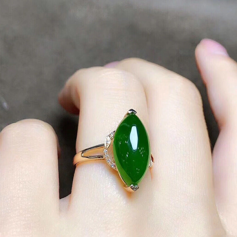 Green Chalcedony Temperament Open Female Plated Rings