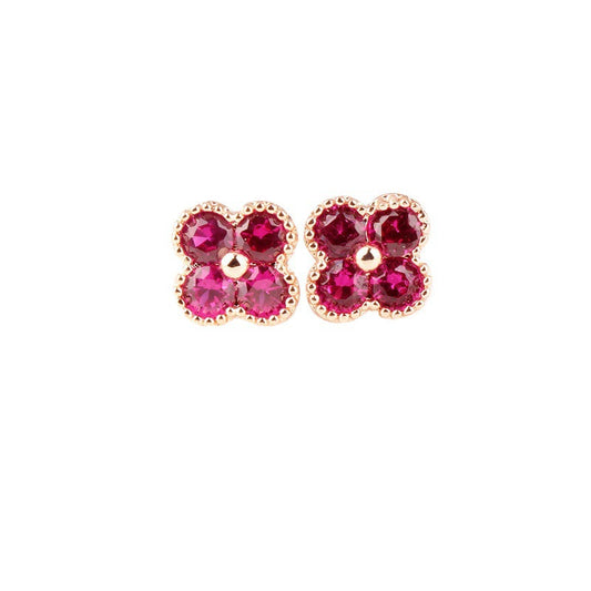 Fashion Ruby Sier Red Corundum Versatile Earrings