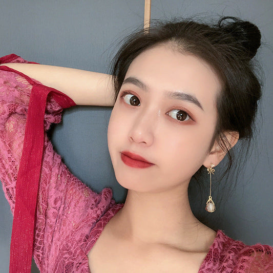 Sier Needle Version Long Elegant Female Personality Earrings