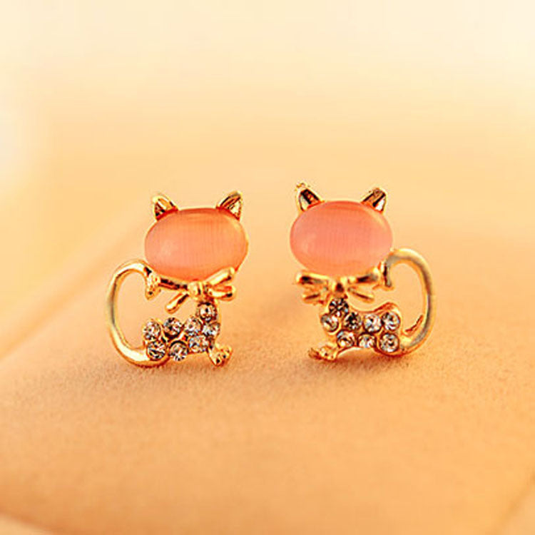 Shining Selling Cute Kitten Ear Korean Earrings