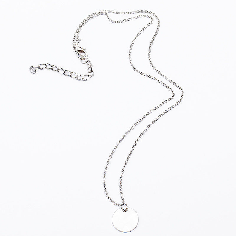 Simple Small Round Slice Slim Chain Temperament Necklaces