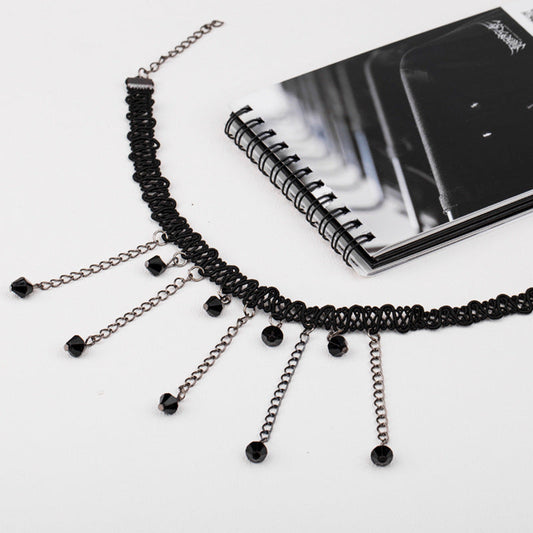 Black Lace Hand-woven Water Drop Clavicle Necklaces