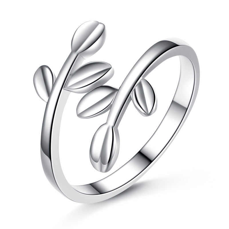 Olive Branch Female Mouth Personalized Index Finger Joint Sier Rings