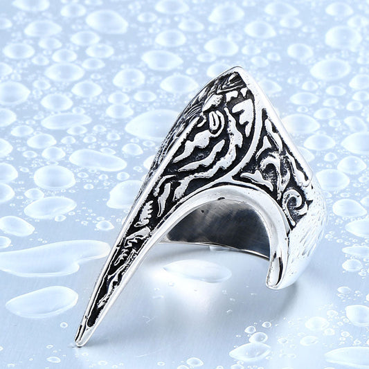 Men's Retro Ornament Stainless Steel Carved Armor Rings