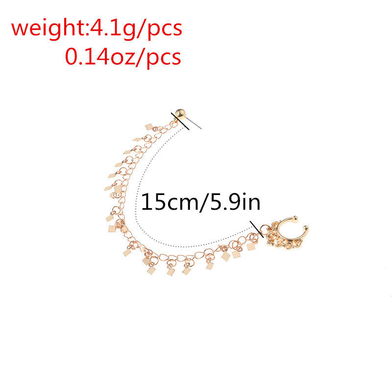 Personality Creative Exaggerating Punk Geometric Diamond Tassel Earrings