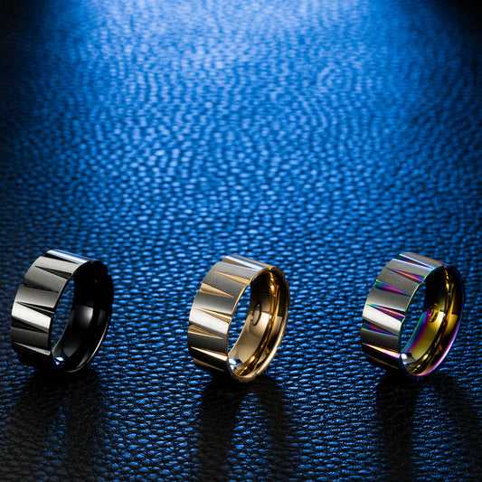 Steel Ornament Titanium Colorful Brushed Matte Rings