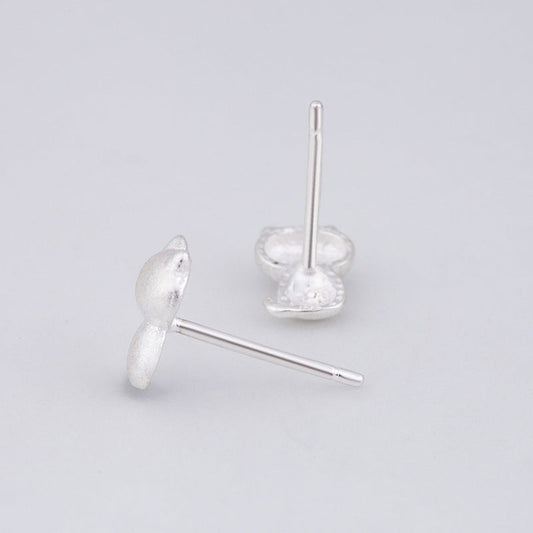 Women's Sier-plated Ear Cute Kitty Small Animal Earrings