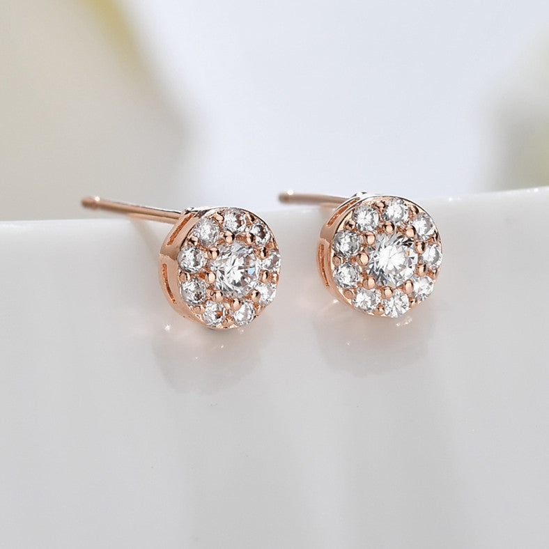Zircon Grade Full Diamond Plated Color Simple Commuter Earrings