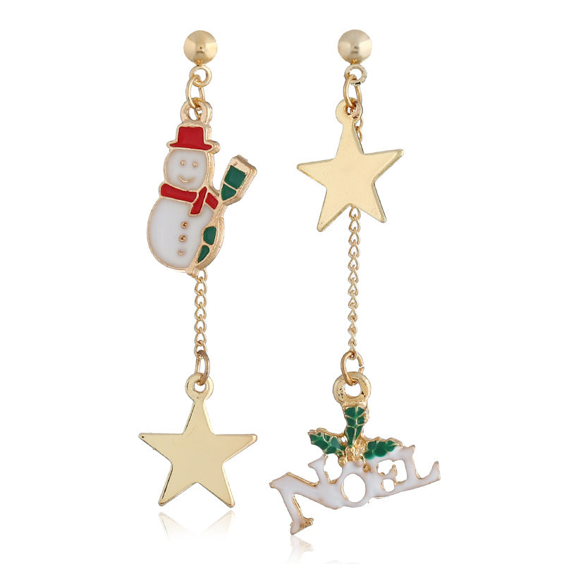 Women's Sweet Cute Christmas Tree Snowman Personality Earrings