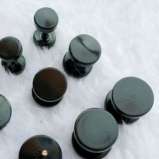 Men's Steel Ear Bone Korean Punk Black Round Earrings