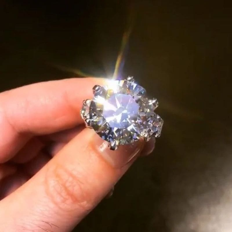 12Ct Round Cut White Sapphire Paved Engagement Ring-Miusejewelry