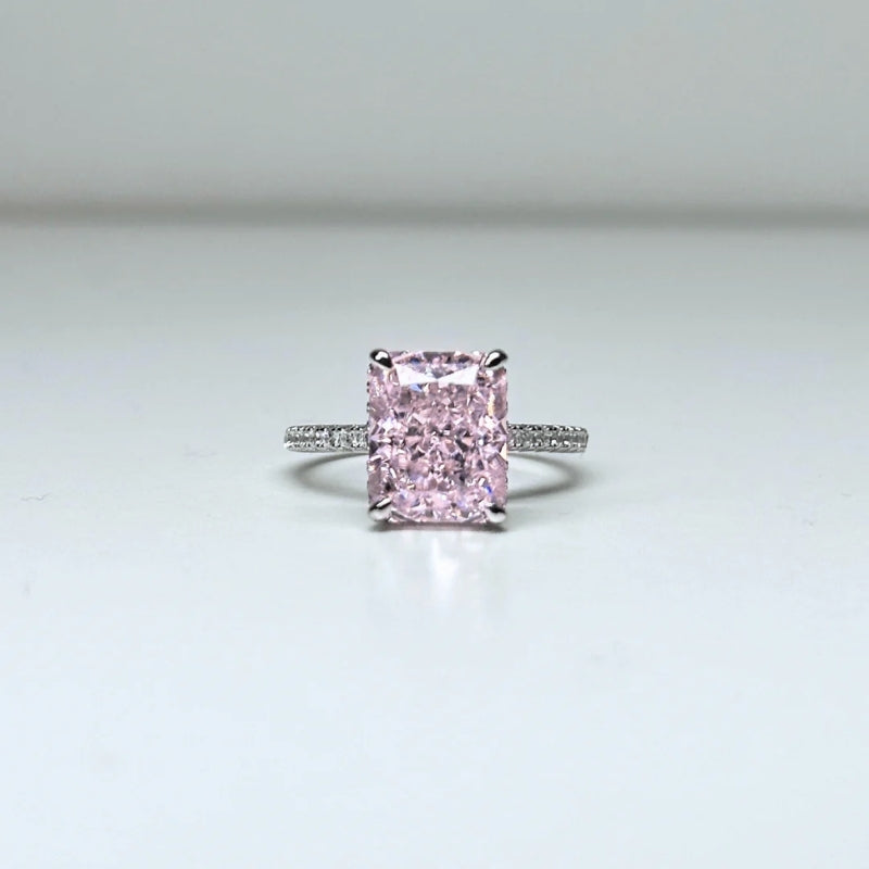 8Ct Baguette Cut Pink Sapphire Engagement Ring-Miusejewelry