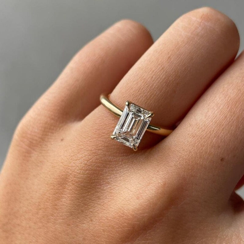6Ct Baguette Cut White Sapphire Engagement Ring-Miusejewelry