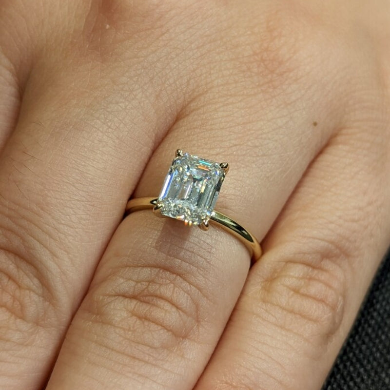 6Ct Baguette Cut White Sapphire Engagement Ring-Miusejewelry