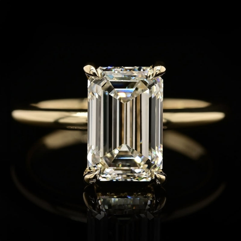 6Ct Baguette Cut White Sapphire Engagement Ring-Miusejewelry