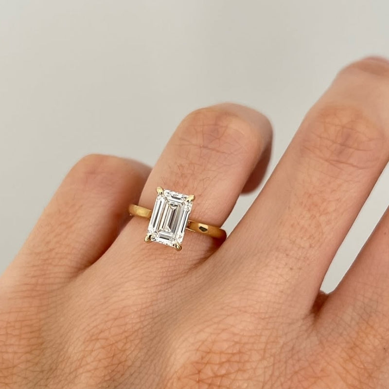 6Ct Baguette Cut White Sapphire Engagement Ring-Miusejewelry