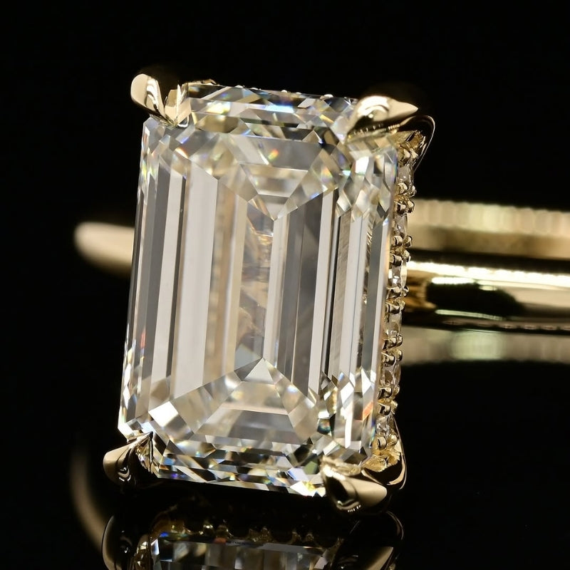 6Ct Baguette Cut White Sapphire Engagement Ring-Miusejewelry